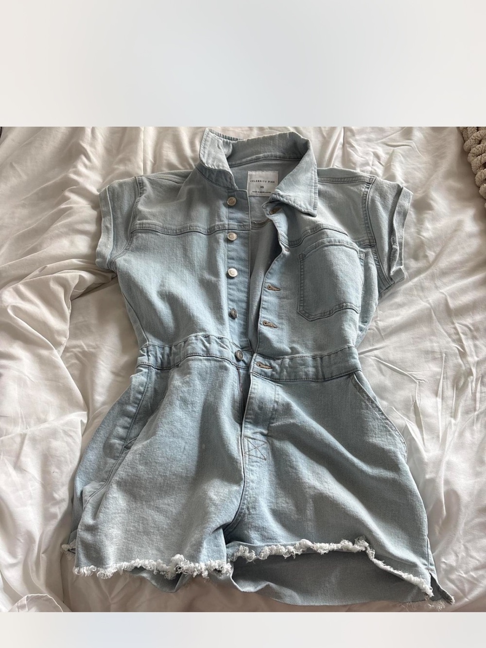 Celebrity Pink Light Wash Denim Romper